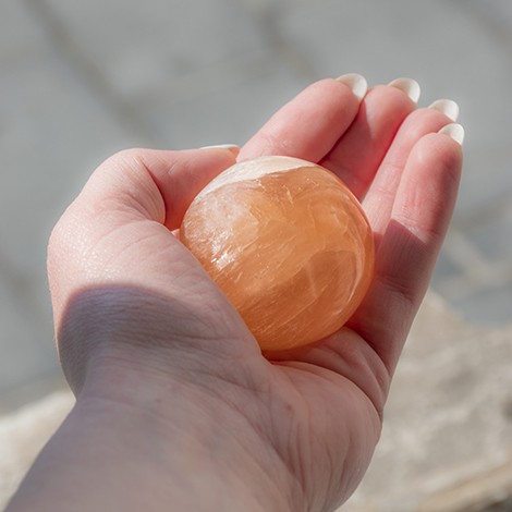 selenite, selenite crystal, selenite sphere, cleansing crystal, orange selenite