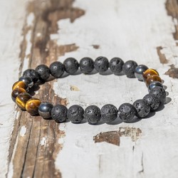 lava stone, tiger eye, hematite, crystal bracelet, crystal bracelet for men