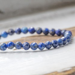 Lapis lazuli faceted gemstone beads lapis lazul bracelet 4 mm healing crystal jewelry