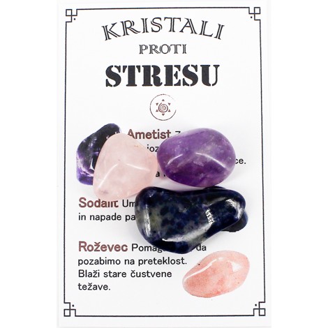 SET CRYSTALS AGAINST STRESS amethyst, black turmaline, rose quartz