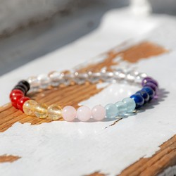 CHAKRAS with CLEAR QUARTZ bracelet 6mm