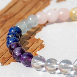 CHAKRAS with CLEAR QUARTZ bracelet 6mm