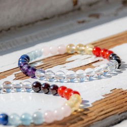 CHAKRAS with CLEAR QUARTZ bracelet 6mm