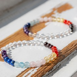 CHAKRAS with CLEAR QUARTZ bracelet 6mm