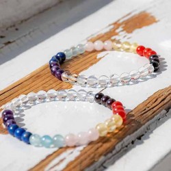 CHAKRAS with CLEAR QUARTZ bracelet 6mm