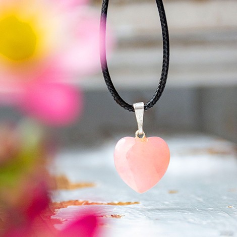 ROSE QUARTZ  children necklace heart