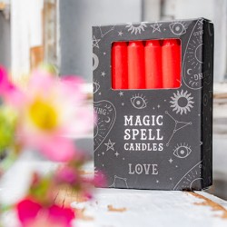 ritualna sveča, mala rdeča sveča, rdeča sveča za rituale, sveča za ljubezenske rituale, sveča, rdeča sveča
