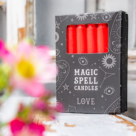 ritualna sveča, mala rdeča sveča, rdeča sveča za rituale, sveča za ljubezenske rituale, sveča, rdeča sveča