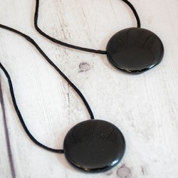 OBSIDIAN mirror necklace pendant