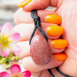 Natural pink muscovite crystal gemstone pendant necklace