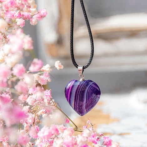 PURPLE AGATE heart necklace,  purple agate, purple agate crystal, purple agate gemstone,