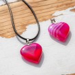 PINK AGATE heart necklace, pink agate, crystals
