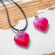 PINK AGATE heart necklace, pink agate, crystals