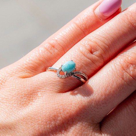 LARIMAR s topazom srebrn prstan, larimar, larimar nakit