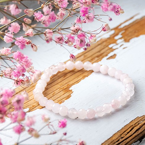 ROSE QUARTZ bracelet 6mm faceted, rose quartz crystal,  rose quartz gemstone