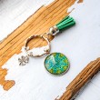 MANDALA green clover keychain