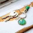 MANDALA green clover keychain