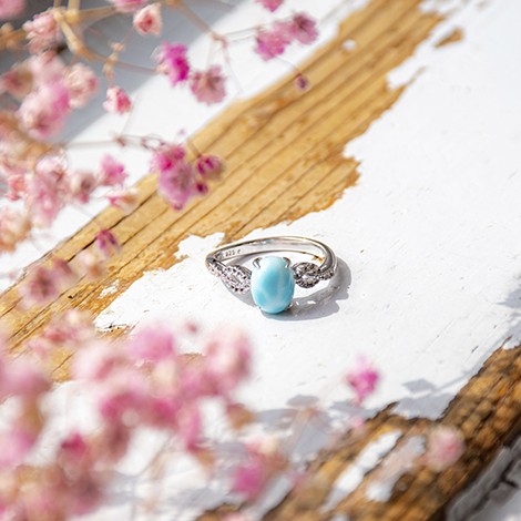 LARIMAR s topazom srebrn prstan, larimar, larimar nakit