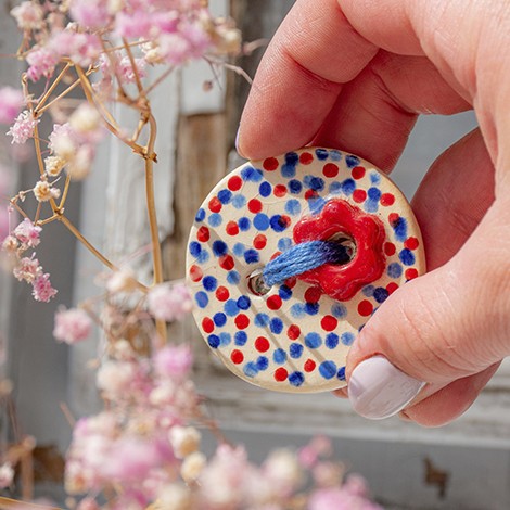 handmade, cearamic brooch, unique jewellery, unique brooch, lucky button