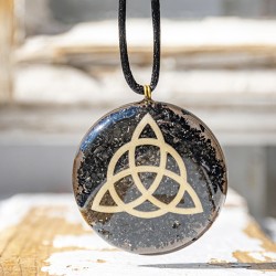 JET BLACK TOURMALINE  orgonite necklace , orgone energy, jet crystal,
