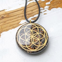 SARDONIX BLACK TOURMALINE orgonite necklace flower of life orgonite orgone energy