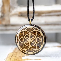 BRONZITE BLACK TOURMALINE orgonite necklace, orgone energy