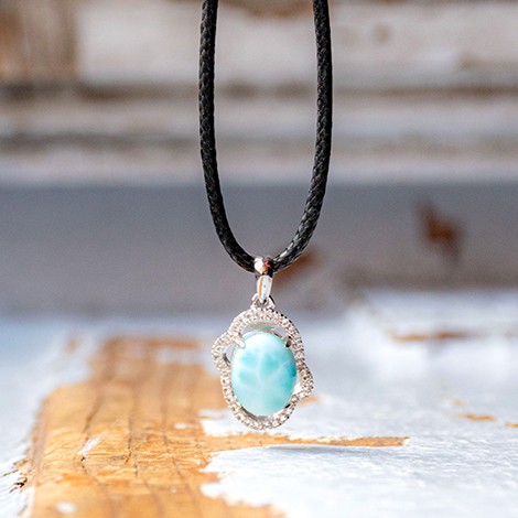 larimar necklace, larimar pendant, larimar silver loop, larimar silver pendant