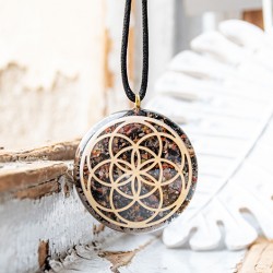 SARDONIX BLACK TOURMALINE orgonite necklace flower of life orgonite orgone energy