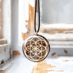 SARDONIX BLACK TOURMALINE orgonite necklace flower of life orgonite orgone energy