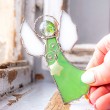 STAINED GLASS ANGEL LOVE green with aventurine