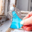 STAINED GLASS ANGEL light blue