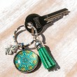 MANDALA green clover keychain