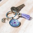MANDALA purple moon and rose keychain, mandala, energy mandala, purple mandala