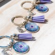 MANDALA purple moon and rose keychain, mandala, energy mandala, purple mandala