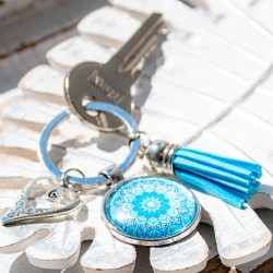 mandala, handmade, blue mandala, mandala on a keychain,handmade mandala