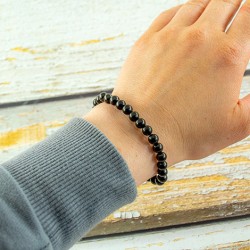 JET STONE bracelet 6 mm, jer crystal, jet, jet jewelry