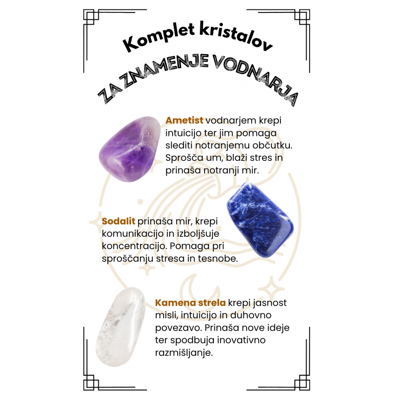 KOMPLET KRISTALI ZA ZNAMENJE vodnarja horoskop vodnar, kristali za vodnarja