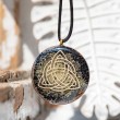 PERIDOT BLACK TOURMALINE orgonite necklace triquetra, orgonite necklace, peridot orgonite