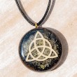 PERIDOT BLACK TOURMALINE orgonite necklace triquetra, orgonite necklace, peridot orgonite